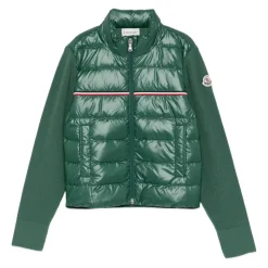 Tricolor Padded Cotton Zip-Up Cardigan