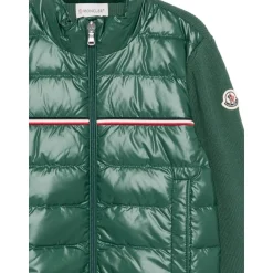 Tricolor Padded Cotton Zip-Up Cardigan