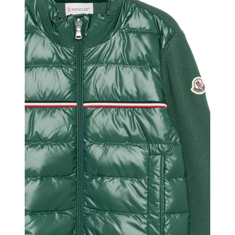 Tricolor Padded Cotton Zip-Up Cardigan
