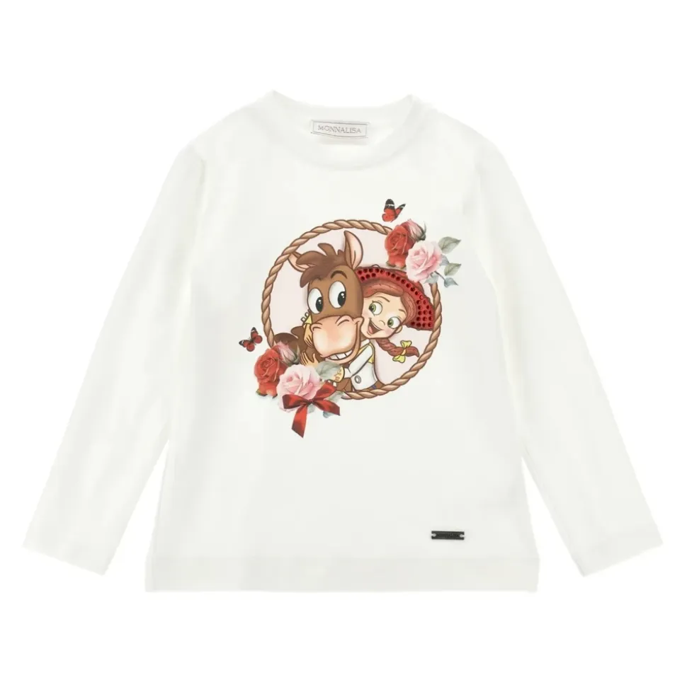 T-skjorte Cowgirl med Blomster og Paljetter