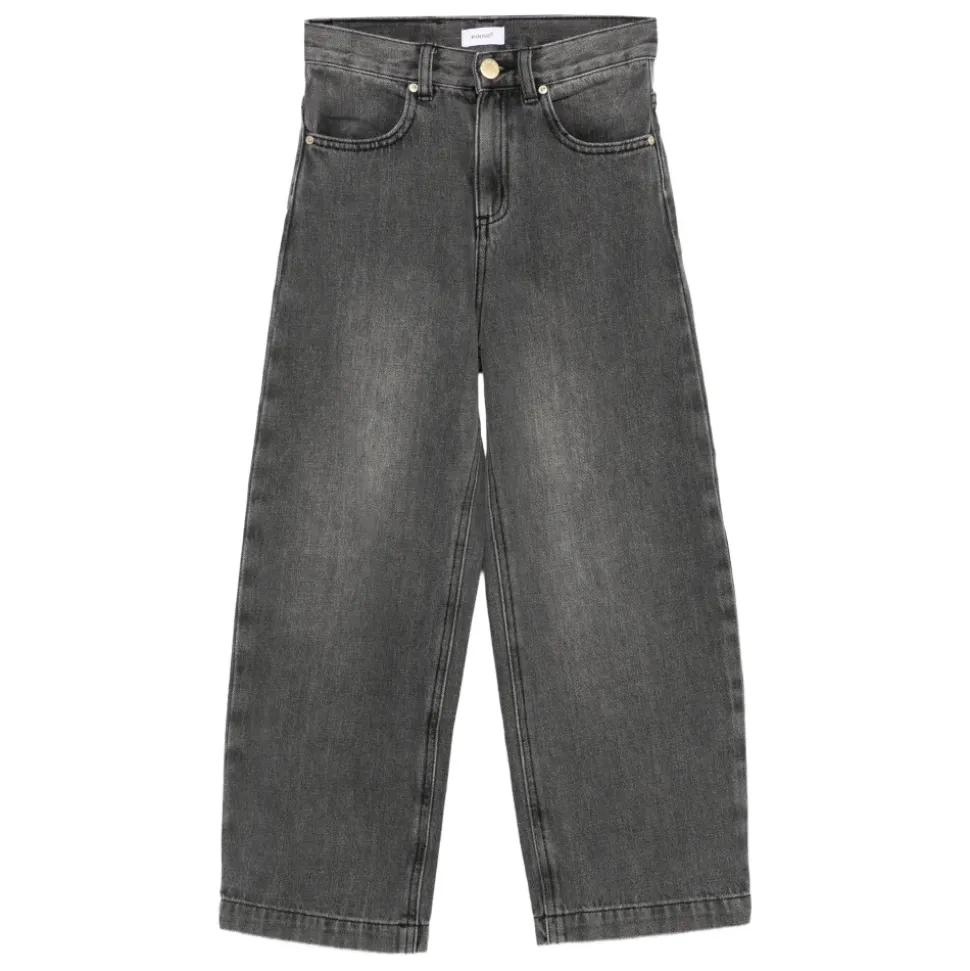Vide jeans med brodert merkedetalj