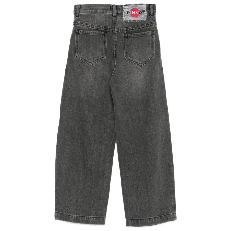 Vide jeans med brodert merkedetalj