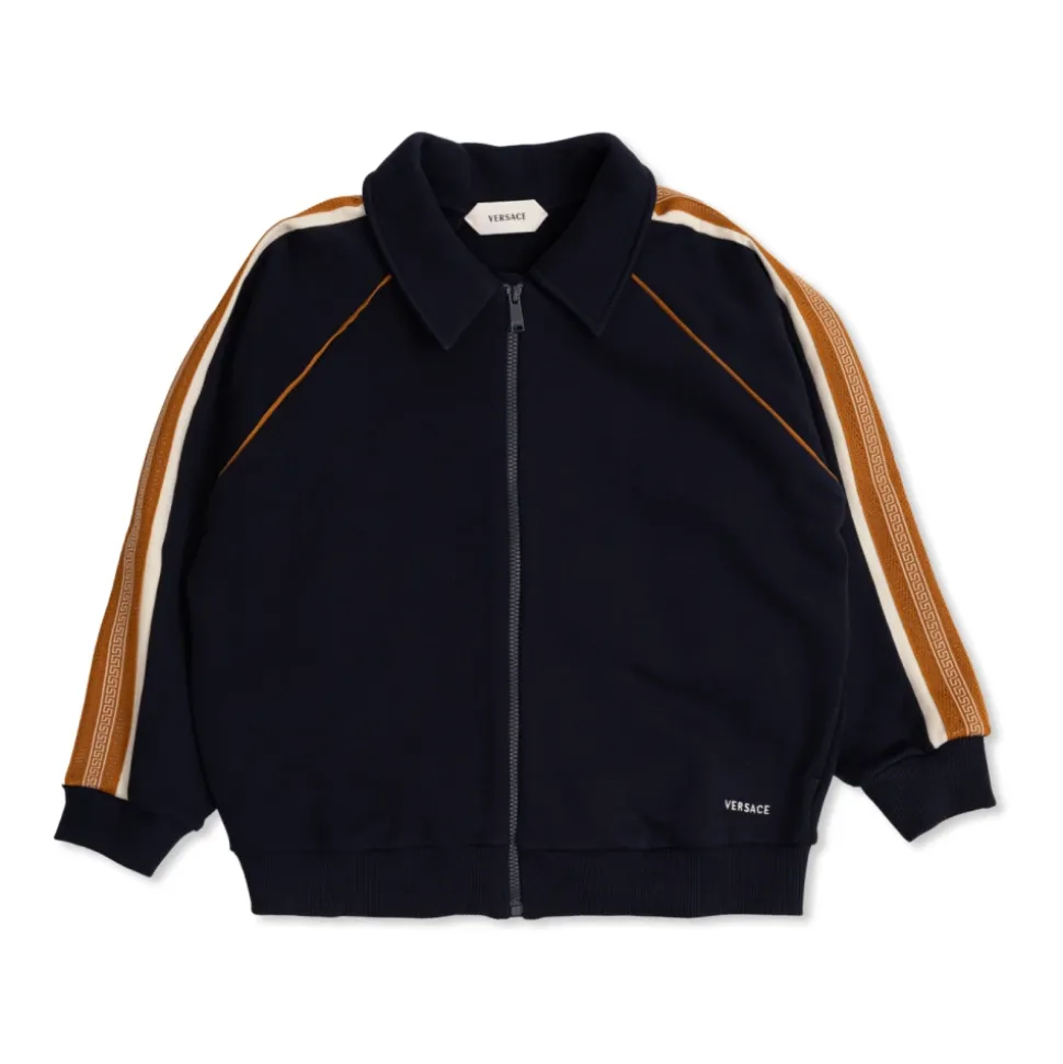 Zip-genser i bomullsjersey med brodert logo