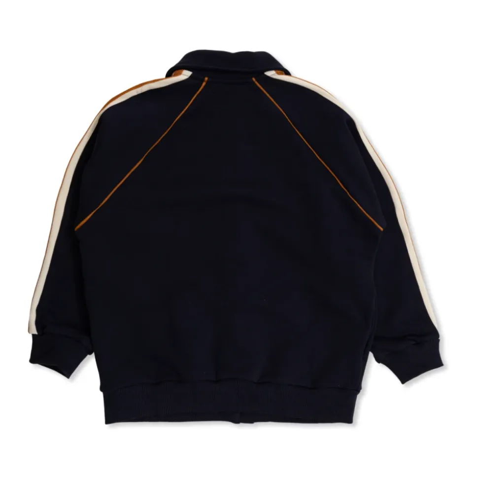 Zip-genser i bomullsjersey med brodert logo